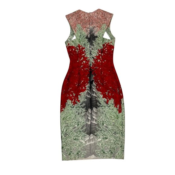 Yigal Azrouel dress women's 2 red green white bodycon midi sleeveless - Picture 7 of 7